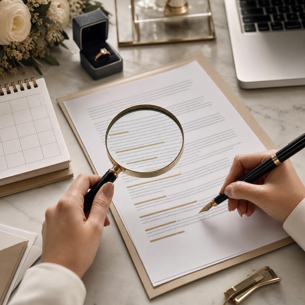 Contrat de prestataire de mariage : 12 clauses à vérifier avant de signer